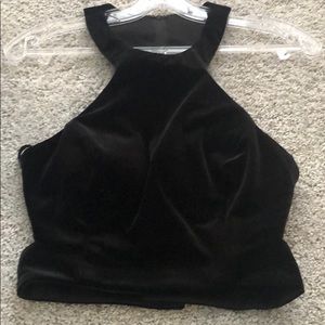 2 piece dress black top black lace bottom